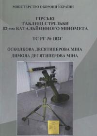 Гірські таблиці стрільби 82-мм батальйонного міномета. Осколкова десятиперова міна, димова десятиперова міна: ТС РГ №102Г.